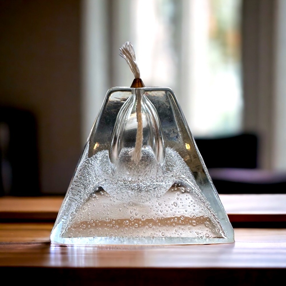 Crystal Glass Pyramid Oil Lamp Hand Blown Made in Poland NWOT